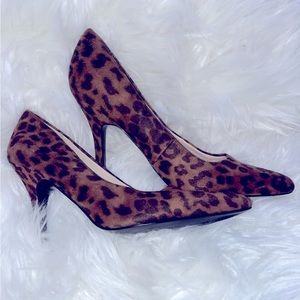 Nine West Garisono Leopard Print Heels Sz 8 EUC